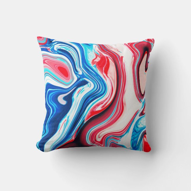 Abstract colourful liquid marble texture cushion (Front)