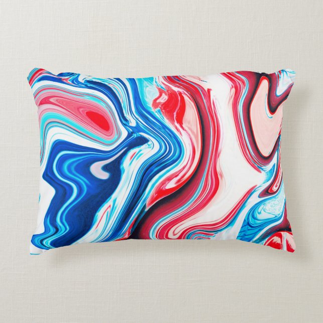 Abstract colourful liquid marble texture decorative cushion (Front)