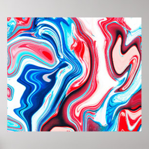 Abstract colourful liquid marble texture poster