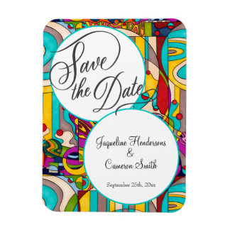Abstract colourful modern Save the Date Magnet