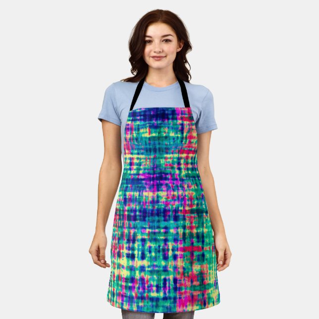 Abstract Colourful Modern Tie Dye Pattern Apron (Worn)