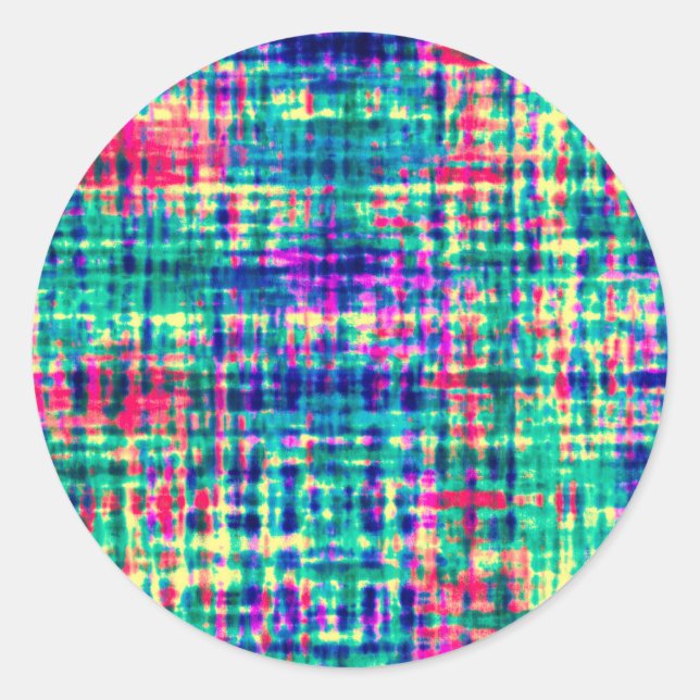 Abstract Colourful Modern Tie Dye Pattern Classic Round Sticker (Front)