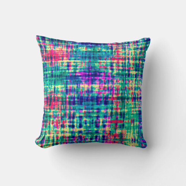 Abstract Colourful Modern Tie Dye Pattern Cushion (Front)
