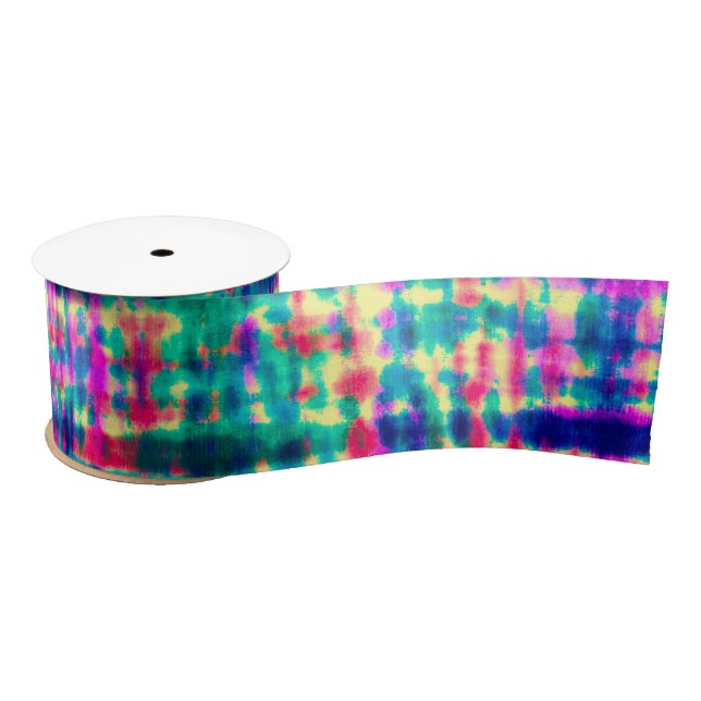 Abstract Colourful Modern Tie Dye Pattern Satin Ribbon (Spool)