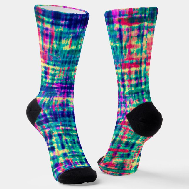 Abstract Colourful Modern Tie Dye Pattern Socks (Angled)