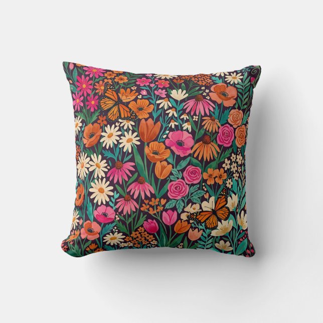 Abstract Colourful Monarch Throw Pillow (Front)