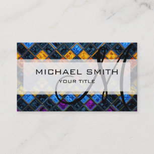 Abstract Colourful Mosaic Pattern Monogram #3 Business Card