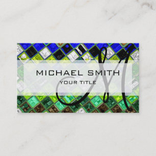 Abstract Colourful Mosaic Pattern Monogram #4 Business Card
