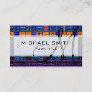 Abstract Colourful Mosaic Pattern Monogram Business Card