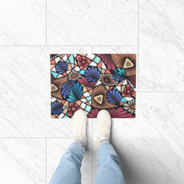 Abstract Colourful Mosaic Pattern Welcome Doormat (Indoor)