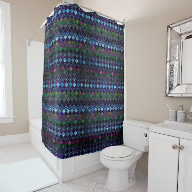 Abstract Colourful Mosaic Stained Glass #11 Shower Curtain (In Situ)