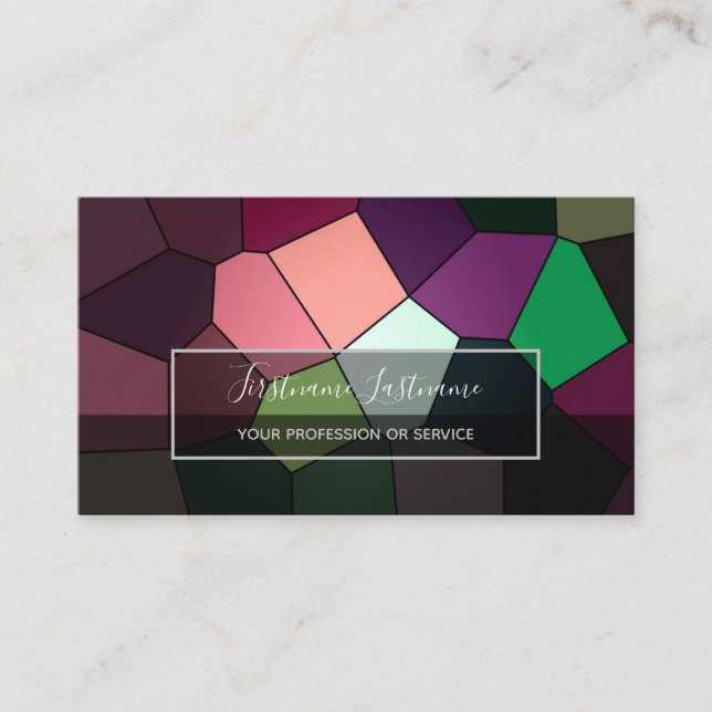 Abstract colourful mosaic tiles pattern business card (Front)