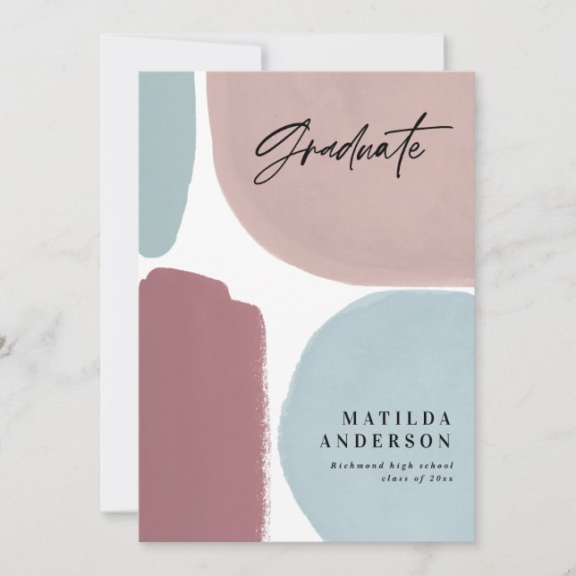 Abstract colourful multi photo graduation party announcement (Front)