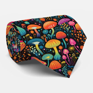 Abstract Colourful Mushrooms Tie