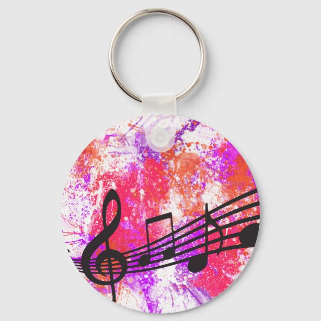Abstract Colourful Music Notes Key Ring (Front)