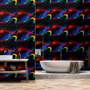 Abstract Colourful Neon Lights on Black Wallpaper