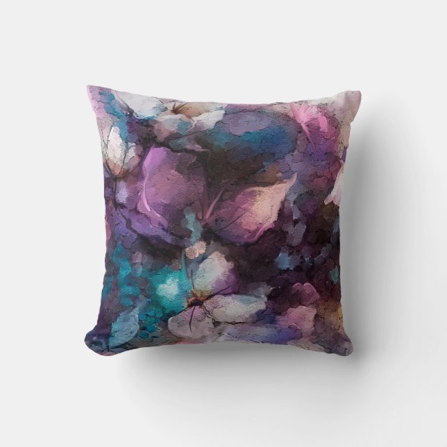 Abstract colourful oil, acrylic painting of spring cushion (Front)