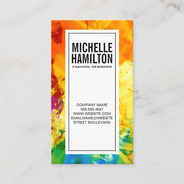 Abstract Colourful Paint Brushed Texture Business Card (Front)