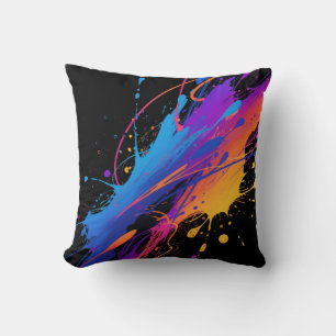 Abstract Colourful Paint Splatter Background Cushion