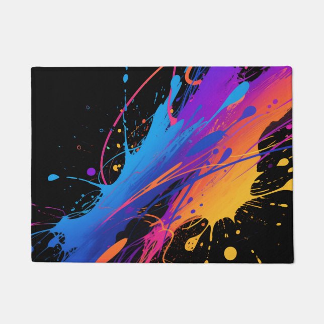 Abstract Colourful Paint Splatter Background Doormat (Front)
