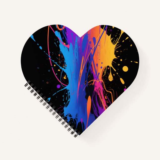 Abstract Colourful Paint Splatter Background Notebook (Front)