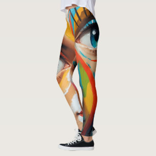 Abstract Colourful Painted Face Leggings