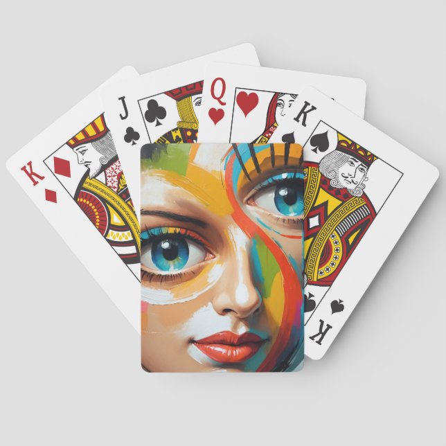 Abstract Colourful Painted Face Playing Cards (Back)