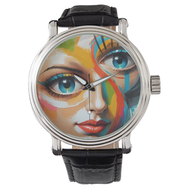 Abstract Colourful Painted Face Watch (Front)