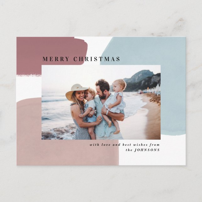 Abstract colourful painted holiday photo postcard (Front)