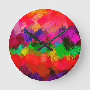 Abstract Colourful Painting #3 Round Clock