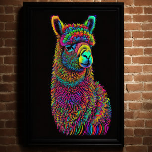 Abstract Colourful Painting of a Llama 2:3 Poster