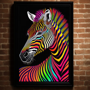 Abstract Colourful Painting of a Zebra 2:3 II Poster