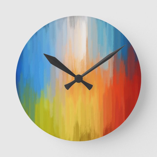 Abstract Colourful Painting Round Clock (Front)