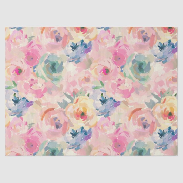 Abstract Colourful Pastel Flowers Floral Pattern Tissue Paper (Front)