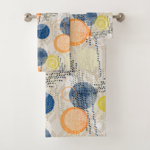 Abstract colourful polka dot bath towel set