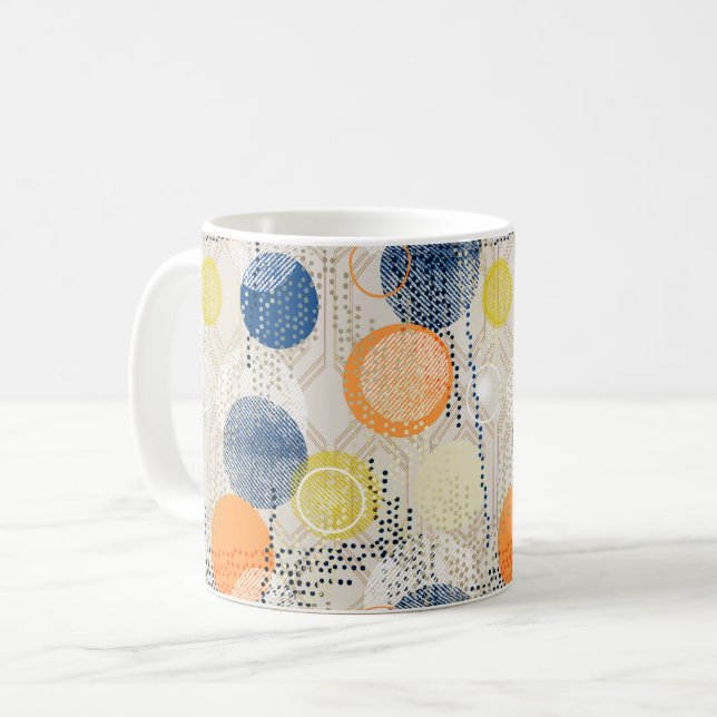 Abstract colourful polka dot coffee mug (Front Left)
