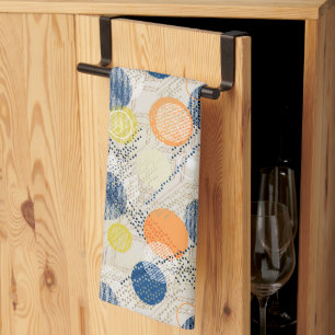 Abstract colourful polka dot tea towel