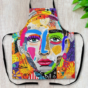 Abstract Colourful Pop Art Portrait Apron