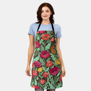 Abstract Colourful Poppies Monarch Butterfly Apron