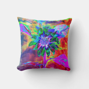  Abstract colourful  psychedelic chakra sunflower  Cushion