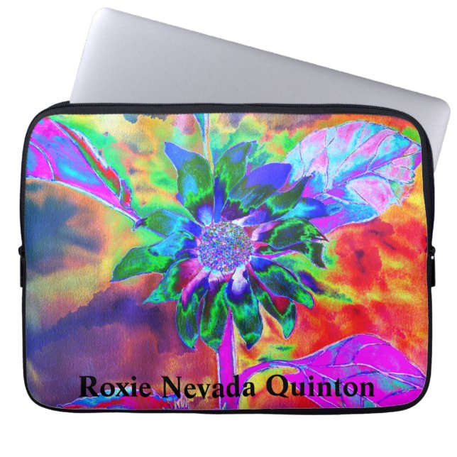  Abstract colourful  psychedelic chakra sunflower  Laptop Sleeve (Front)