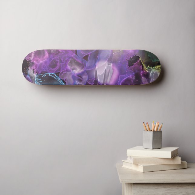 Abstract Colourful Purple, pink, Alcohol ink Art Skateboard (Wall Art (Horz))
