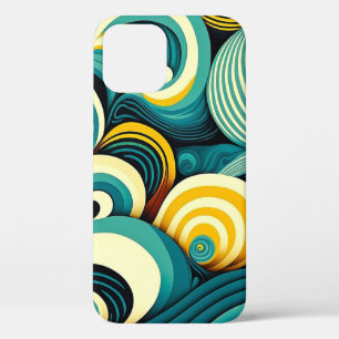 Abstract Colourful Retro 70s Hippie Waves Artwork iPhone 12 Pro Case