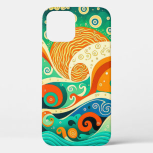 Abstract Colourful Retro 70s Hippie Waves Artwork  iPhone 12 Pro Case