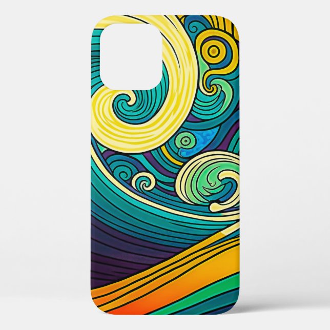 Abstract Colourful Retro 70s Hippie Waves Artwork  Case-Mate iPhone Case (Back)