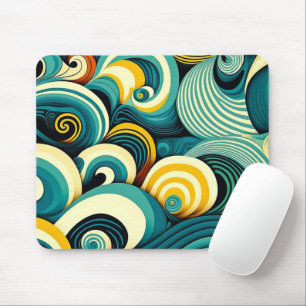 Abstract Colourful Retro 70s Hippie Waves Artwork  Mouse Mat