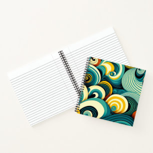 Abstract Colourful Retro 70s Hippie Waves Artwork Notebook