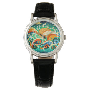 Abstract Colourful Retro 70s Hippie Waves Artwork  Watch