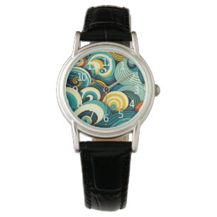 Abstract Colourful Retro 70s Hippie Waves Artwork Watch