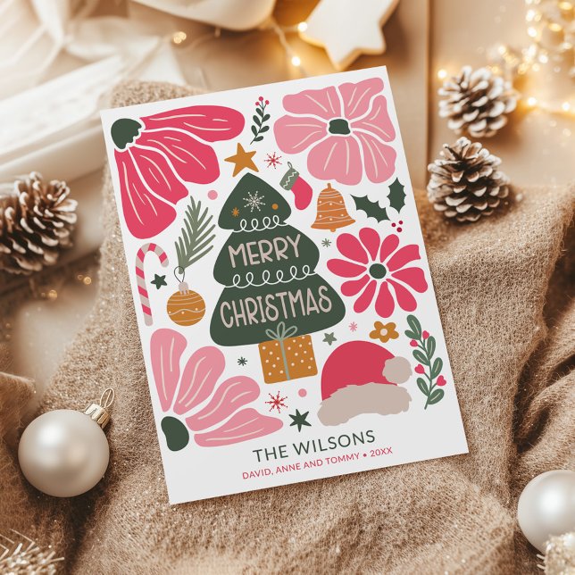 Abstract Colourful Retro Floral Christmas Card (Creator Uploaded)